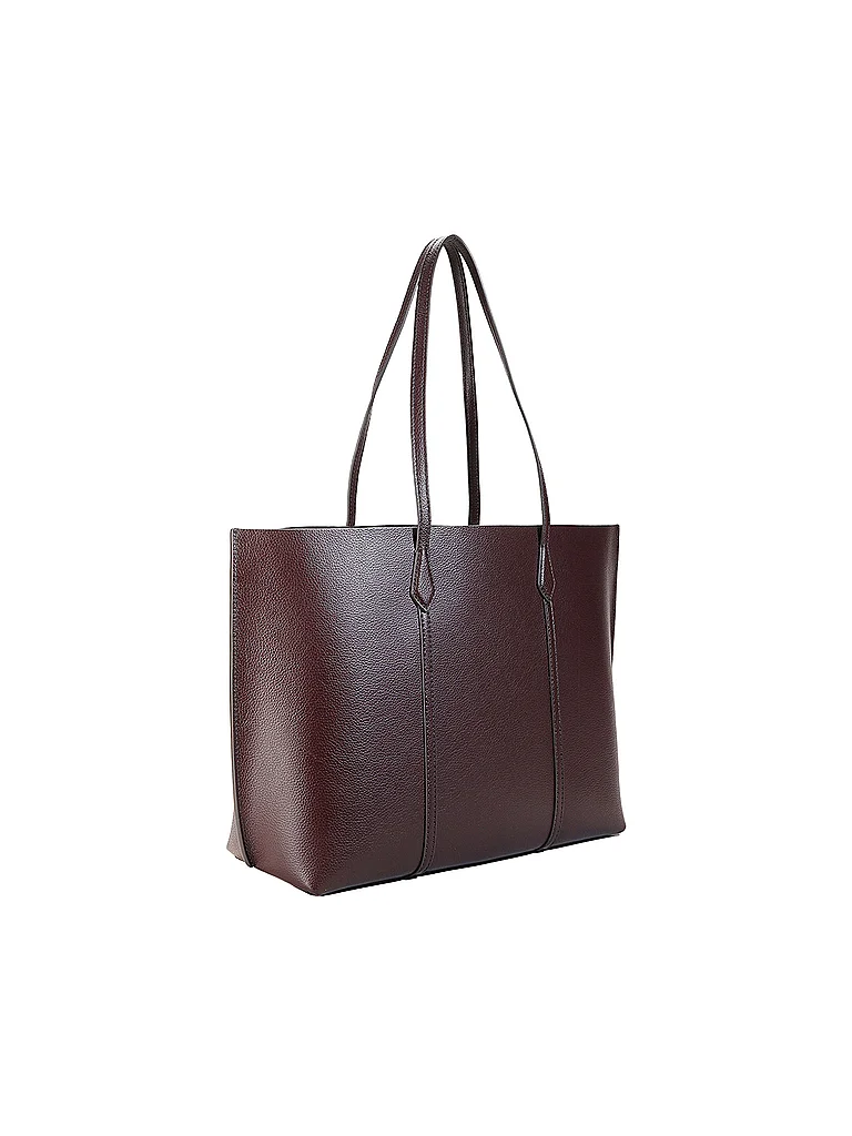 Tory Burch Leather Shopper Bag Dark Red 2